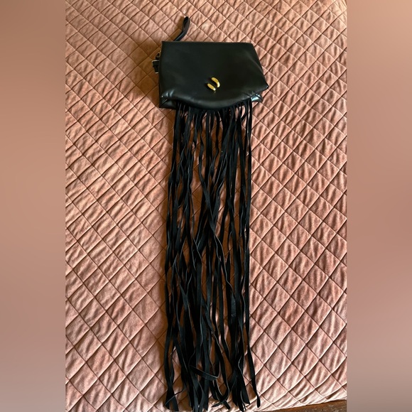 Rebecca Minkoff Pillow Clutch with Fringe in Black new with tags - Picture 2 of 9